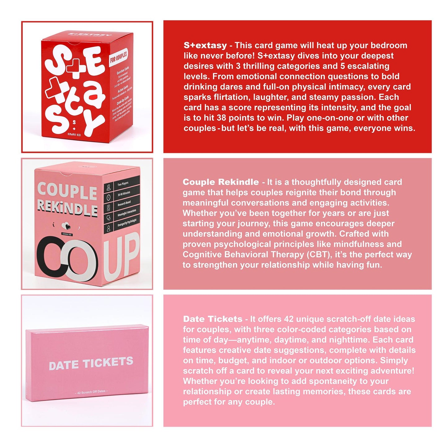 COUPLE GAME SET/4 BOXES: GET THE BUNDLE FOR AS LOW AS $31.99! KAWAII KOI