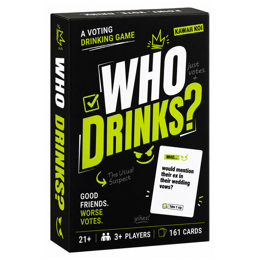 WHO DRINKS?: A VOTING DRINKING GAME