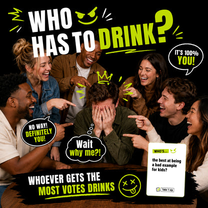 WHO DRINKS?: A VOTING DRINKING GAME